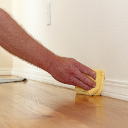 Dusting a Baseboard